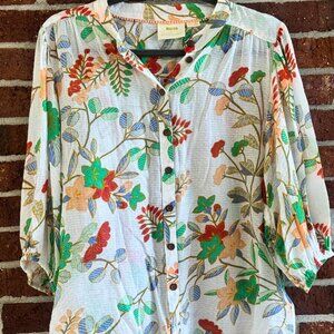 Maeve by Anthropologie Floral Button Down Blouse Size 10